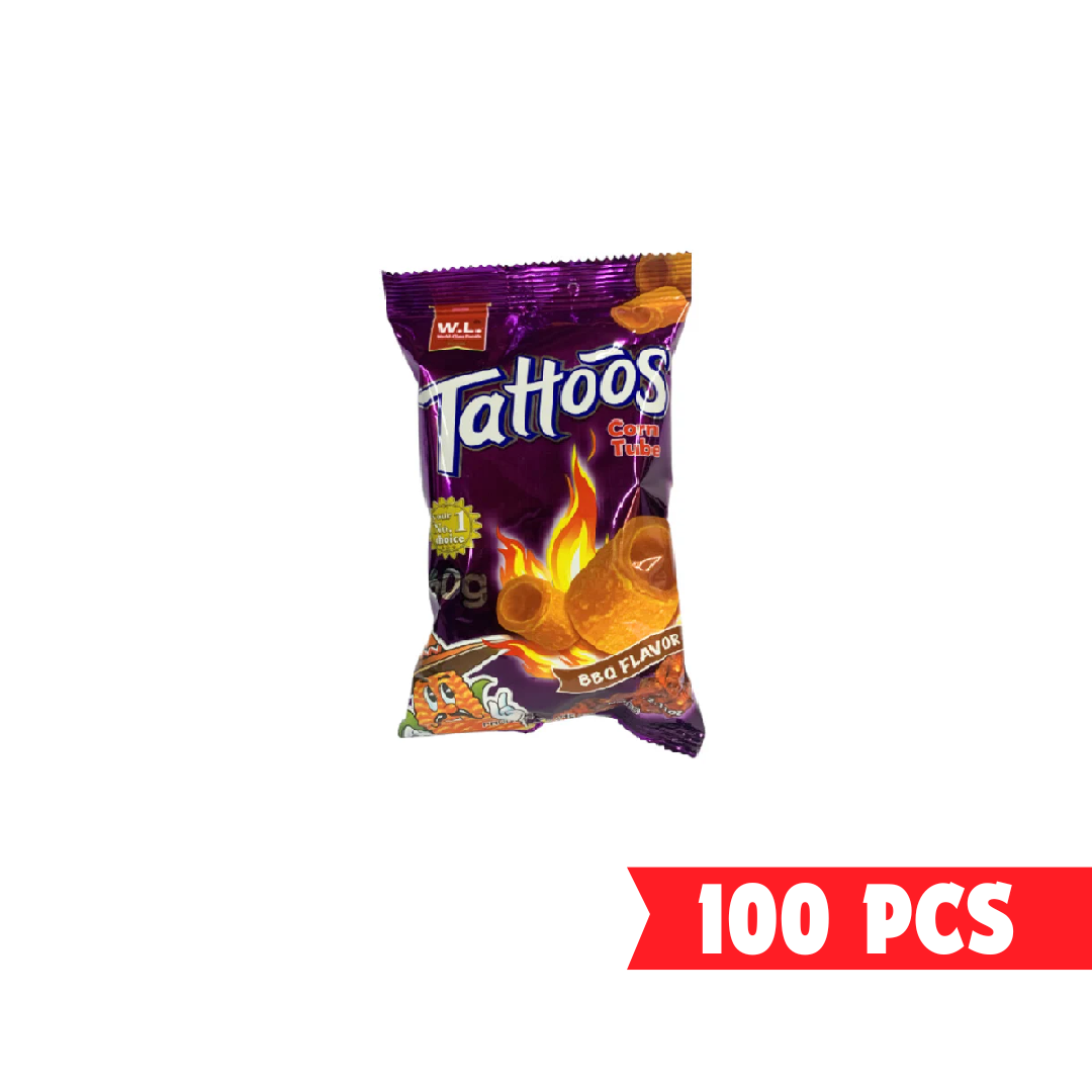 W.L. TATTOOS CORN TUBE CHIPS BBQ 60 GM